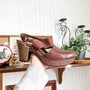 Dankso Brown Leather Women's Clogs